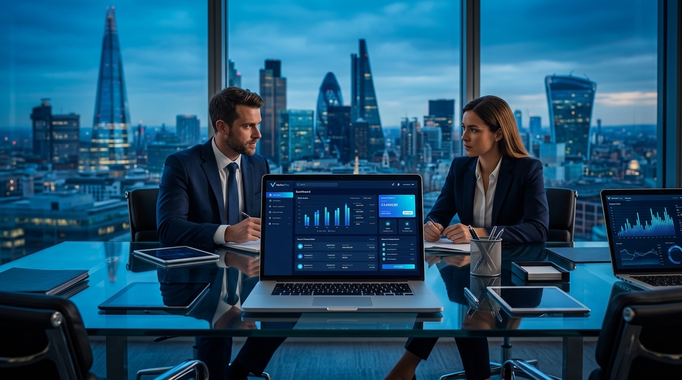 Modern finance team using VertexPay payment wallet portal